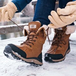 UGG Adirondack Brown and Black Fur-Lined Boots